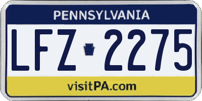 PA license plate LFZ2275