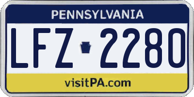 PA license plate LFZ2280