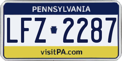 PA license plate LFZ2287