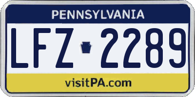 PA license plate LFZ2289