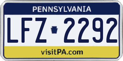 PA license plate LFZ2292