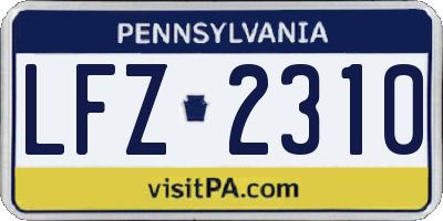PA license plate LFZ2310