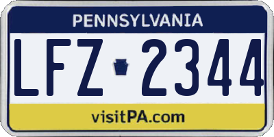 PA license plate LFZ2344