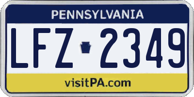 PA license plate LFZ2349