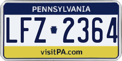 PA license plate LFZ2364
