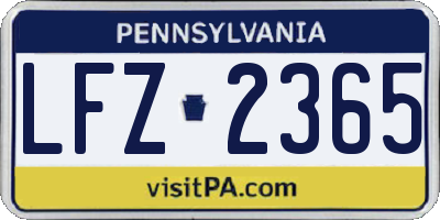PA license plate LFZ2365