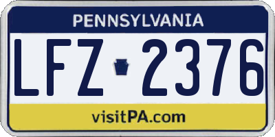 PA license plate LFZ2376