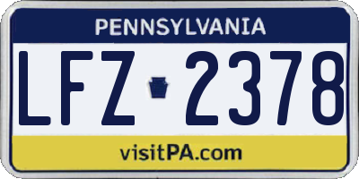 PA license plate LFZ2378
