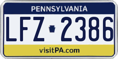 PA license plate LFZ2386