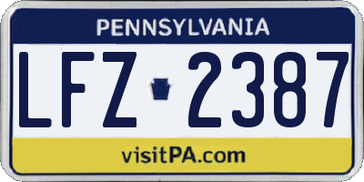 PA license plate LFZ2387