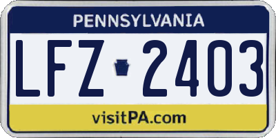 PA license plate LFZ2403