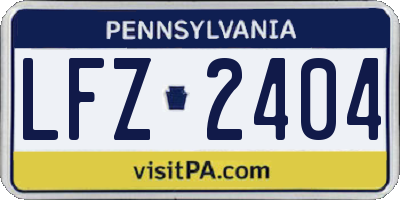 PA license plate LFZ2404