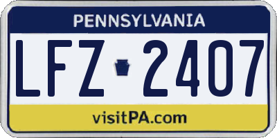 PA license plate LFZ2407