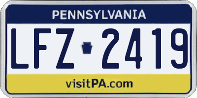 PA license plate LFZ2419