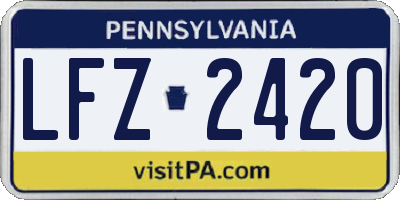 PA license plate LFZ2420