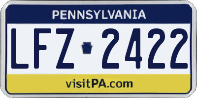 PA license plate LFZ2422