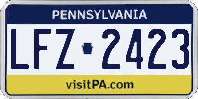 PA license plate LFZ2423