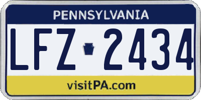 PA license plate LFZ2434