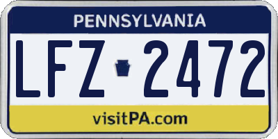 PA license plate LFZ2472