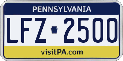 PA license plate LFZ2500