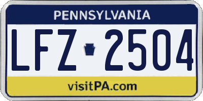 PA license plate LFZ2504