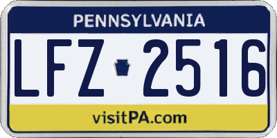 PA license plate LFZ2516