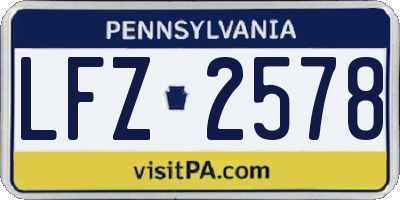 PA license plate LFZ2578