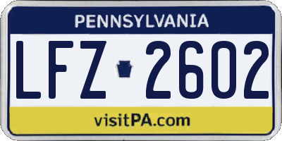 PA license plate LFZ2602