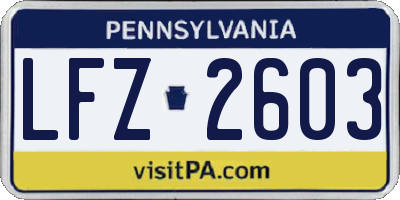 PA license plate LFZ2603