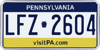 PA license plate LFZ2604