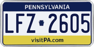 PA license plate LFZ2605