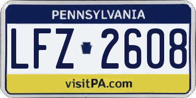 PA license plate LFZ2608