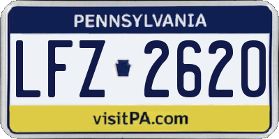PA license plate LFZ2620