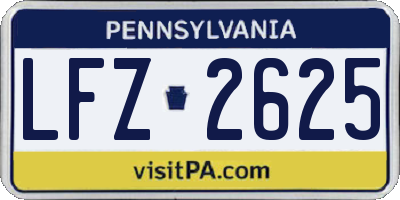 PA license plate LFZ2625