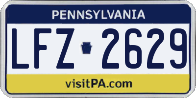 PA license plate LFZ2629