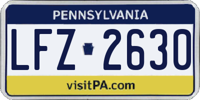 PA license plate LFZ2630