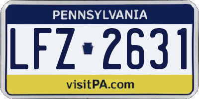 PA license plate LFZ2631