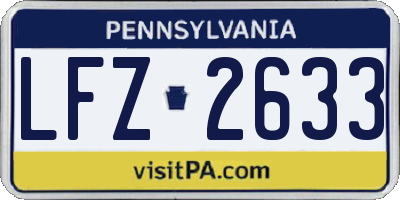 PA license plate LFZ2633