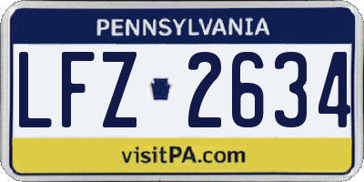 PA license plate LFZ2634
