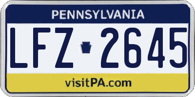 PA license plate LFZ2645