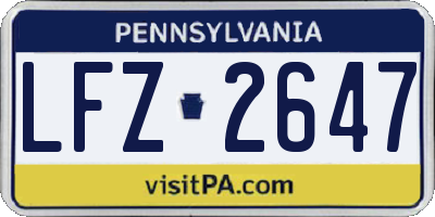 PA license plate LFZ2647
