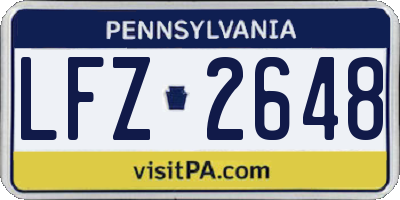 PA license plate LFZ2648