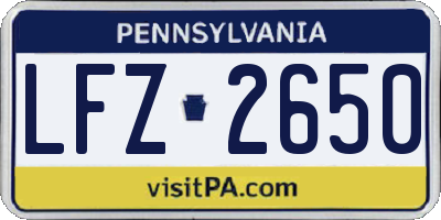 PA license plate LFZ2650