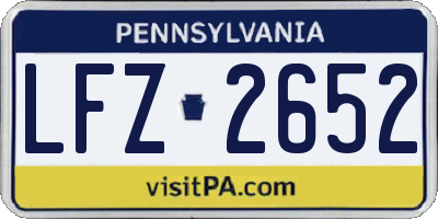 PA license plate LFZ2652