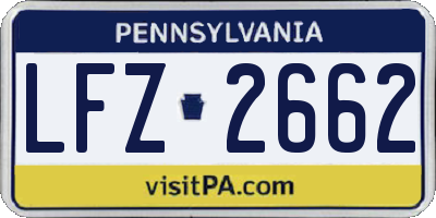 PA license plate LFZ2662