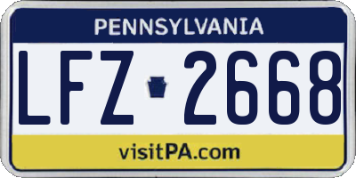 PA license plate LFZ2668