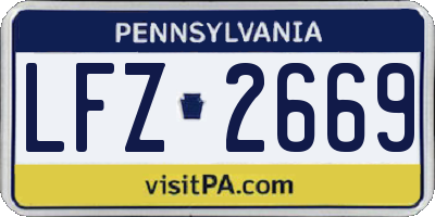 PA license plate LFZ2669