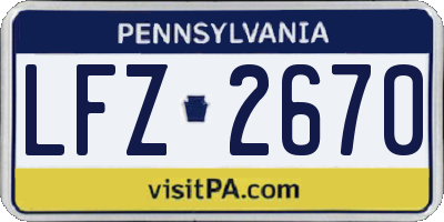 PA license plate LFZ2670