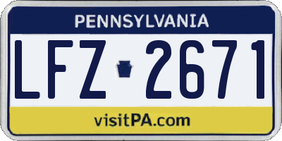PA license plate LFZ2671