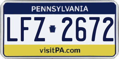 PA license plate LFZ2672